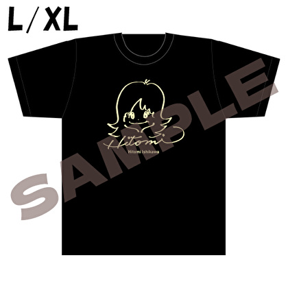 石川ひとみ自画像イラストTシャツ・黒