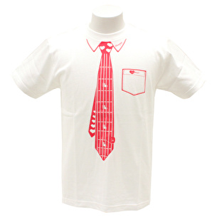 Tシャツ/Fake Necktie | ホワイト×ピンク